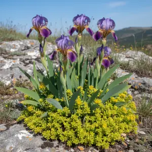 Iris, Sedum