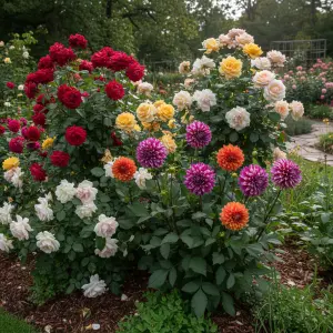 Roses and dahlias